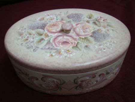 European Flower Oval Box Original Painting